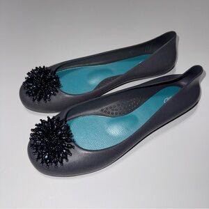 Oka-B Elegant Gray Embellished Flats size 8